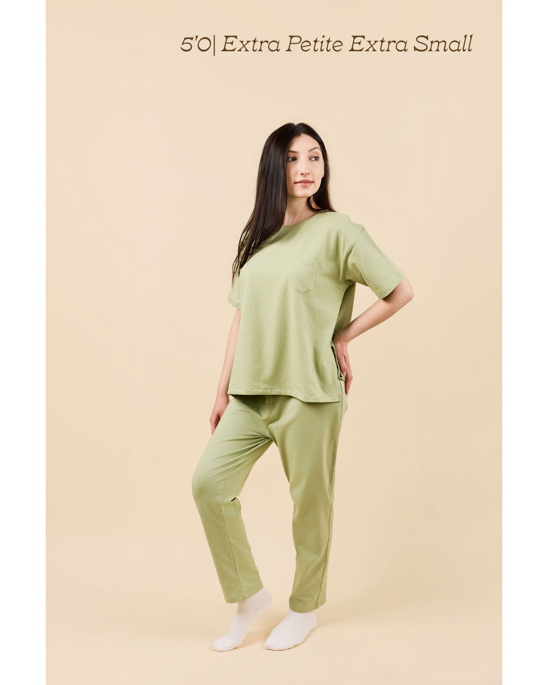 organic pima cotton sage boxy t-shirt pajama set for petite short women